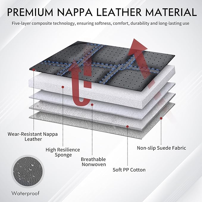 Huidasource Silverado Truck Seat Covers Fit for Chevy Chevrolet Silverado Sierra 1500 2007-2025, 2500HD 3500HD 2015-2025 Crew Double Extended Cab Waterproof Car Seat Protector(Front Pair/Black&Blue)