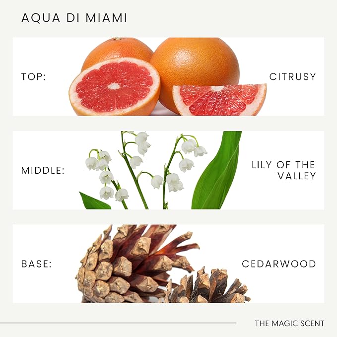 The Magic Scent Aqua di Miami Diffuser Oil - Hotel & Home Luxury Scents - Diffuser Oil Scents for Home Designed for Use in All Diffusers - 16.9 fl oz, 500 mL