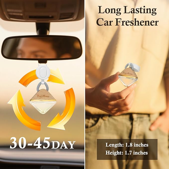 Luxury Car Perfume Diffuser with Adjustable Rope | Hanging Car Air Freshener for Men & Women | Long Lasting Essential Oil Cars Fresheners for Auto, Home, Office | Jasmine
