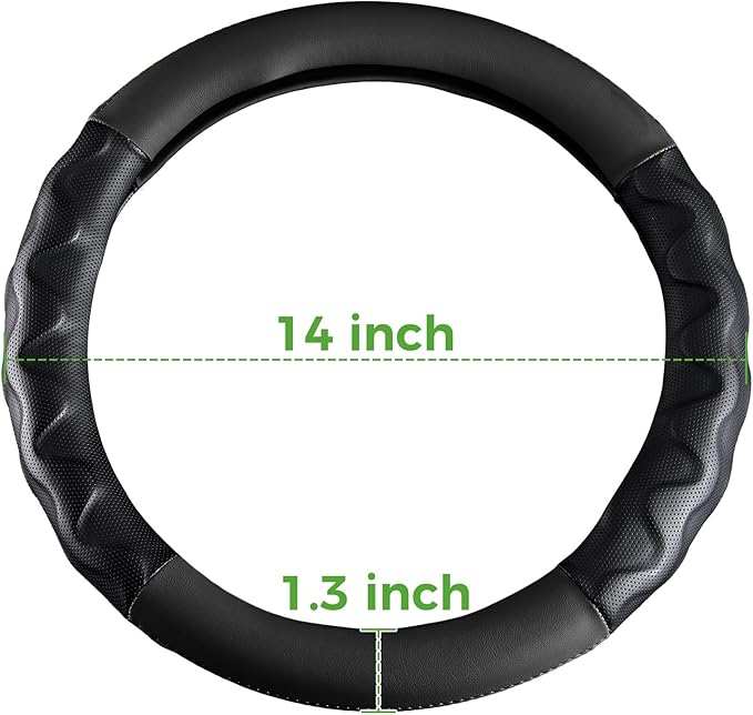 10L0L Golf Cart Steering Wheel Cover for Yamaha, Club Car DS & Precedent, 14 Inch Black