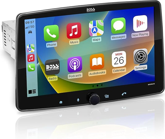BOSS Audio Systems BCPA10 Single DIN Car Stereo Wireless Apple CarPlay, Wireless Android Auto, 10.1 Inch Touchscreen, Bluetooth, AM/FM Radio Receiver
