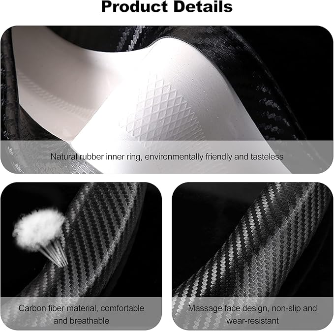 Ergocar Carbon Fiber Material Steering Wheel Cover Anti-Slip Breathable Sweat Absorbent Fashionable Sport Steering Wheel Sleeve for D-Shaped Diameter 15"（37.5-38cm）-Black Ripple