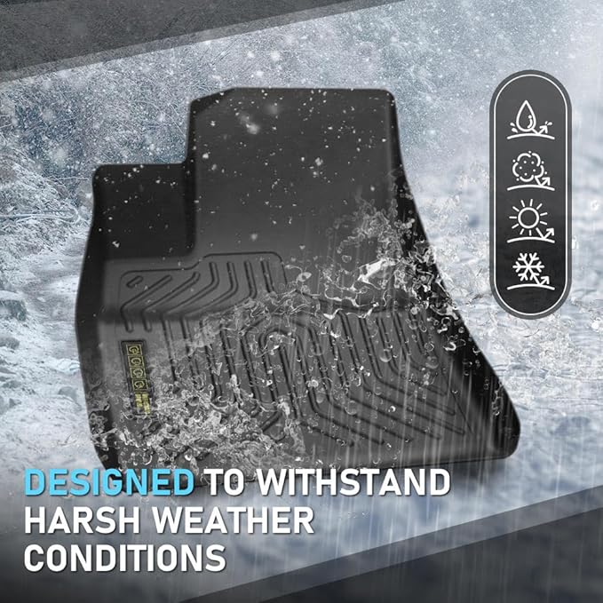 Floor Mats Compatible with Chevy Silverado & GMC Sierra 1500 Crew Cab 2007-2013,Fit 2500 3500 Crew Cab 2007-2014 1st & 2nd Row 3PCS Truck Mats Accessories TPE Cargo Liners All Weather Protection