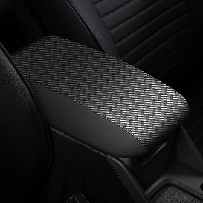 AOMSAZTO Console Covers for 2008-2014 Toyota Highlander Armrest Covers for Toyota Highlander Black with Carbon Fiber