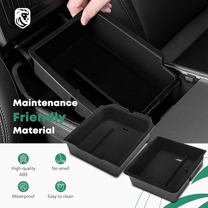 YHTAUTO Center Console Upper Tray Fit 2024 2025 Tesla Model 3 Highland, Center Control Console Storage Box with Sunglass Holder Non-Slip - Flocking Inside Interior Accessories 1PC