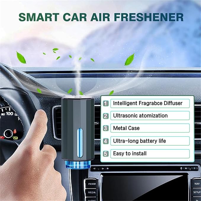 Smart Car Air Freshener with Three Adjustable Concentration, Fall Scent Car Air Freshener Diffuser, Ambientador Para Carro with Air-Conditioner Vent Clips and 3 pcs Essential Oils
