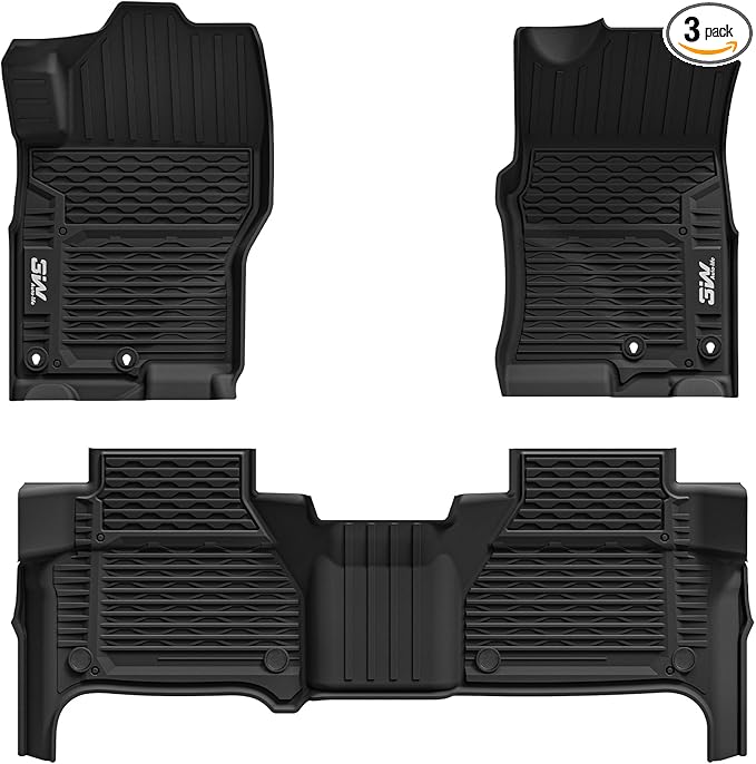3W Floor Mats for Nissan Frontier 2025-2022 Crew Cab(Not Fit King Cab), All Weather TPE Custom Fit Car Liner for Frontier Crew Cab Pickup, Black