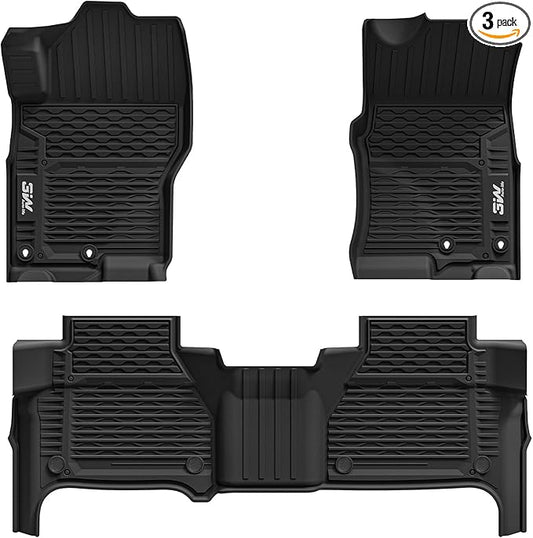 3W Floor Mats for Nissan Frontier 2025-2022 Crew Cab(Not Fit King Cab), All Weather TPE Custom Fit Car Liner for Frontier Crew Cab Pickup, Black