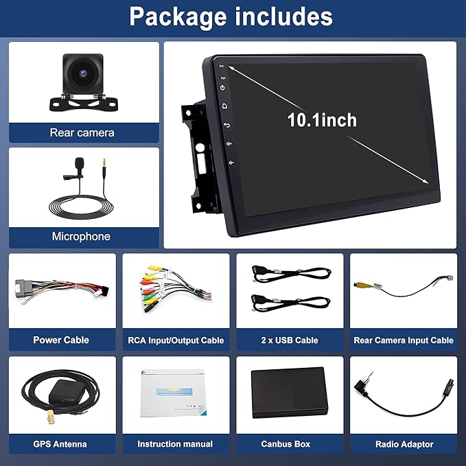 4+64G Car Stereo Radio for Jeep Commander 2008 2009 2010 2011, 10.1" Android 13 Car Radio Stereo Touchscreen Head Unit with Wireless CarPlay Android Auto GPS Navigation SWC FM DSP Bluetooth Camera Mic