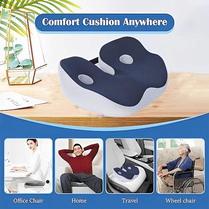 Seat Cushion, Seat Cushion for Sit Bone and Back Pain Relief, Butt, Tailbone, Hip, Hamstring, Posture Support - Memory Foam Comfort Ischial Tuberosity Pillow (Gray)