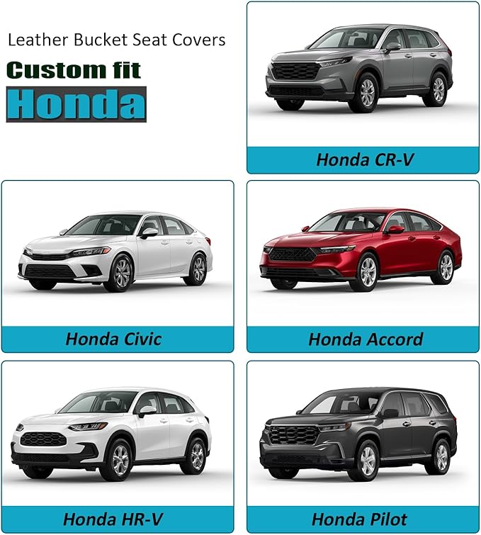 GIANT PANDA Front Seat Cover for Honda, 3D Air Mesh Bucket Car Seat Protectors Custom Fits Honda Civic Accord Pilot CRV HRV Element Passport (Black) 2-Pack