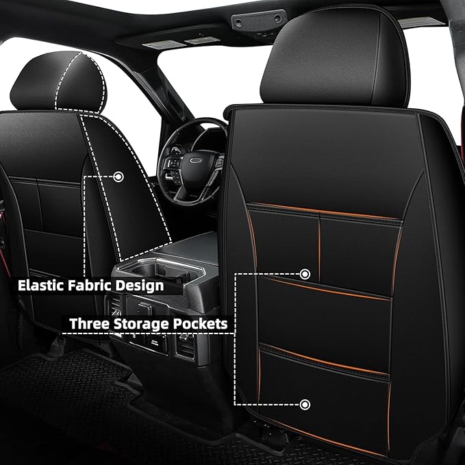 AOMSAZTO Seat Covers Custom Fit for 2022-2024 2025 2026 Toyota Tundra Crewmax Double Cab Breathable Leather Truck Car Front Seat Covers (Black)