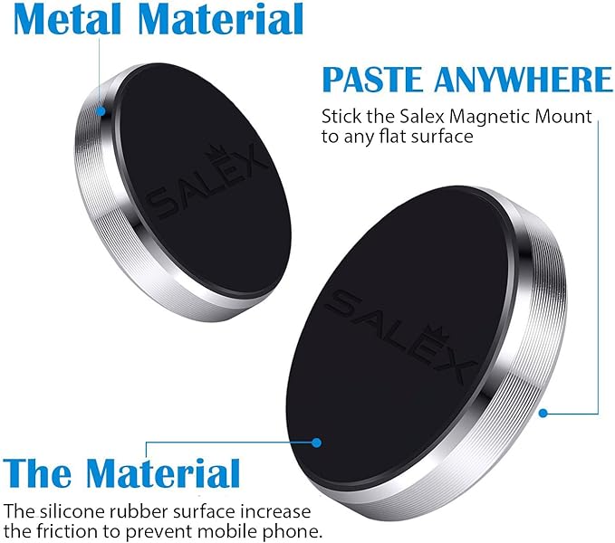 SALEX Magnetic Phone Mount 3 Pack with 3M Adhesive, Black Flat Cell Phone Holder for Car Dash, Truck, Wall, Mirror, Table