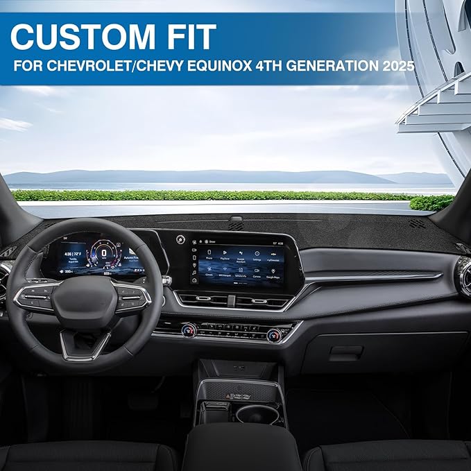 KUST Car Dash Cover for Chevrolet/Chevy Equinox 2025 2026 (Not fits for Equinox EV) Polyester Dashboard Cover Non-Slip Interior Accessories for Equinox Custom Fit Dash Mat No Glare Black