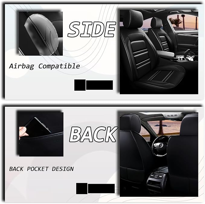 Seat Cover for Volvo Car xc60 2010-2025 | Car Seat Covers Front Seats, Waterproof Seat Protectors, Automotive Front Seat Covers (Front Seat, Black)