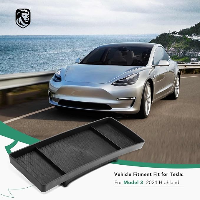 YHTAUTO Behind Screen Storage Tray Fit 2024 2025 Tesla Model 3 Highland, Screen Storage Box Non-Slip TPE Tissue Sunglass Holder for Car Dashboard Hidden Tray Interior Accessories 1PC