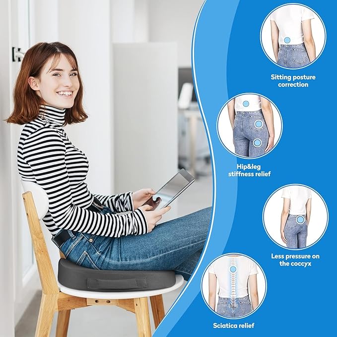 XXL Seat Cushion Office Car Seat Cushion, Memory Foam Cushion for Office Chair, Car Seat, Airplane, Bleacher Non-Slip Chair Pad, Butt Pillow for Desk, Wheelchair, Car