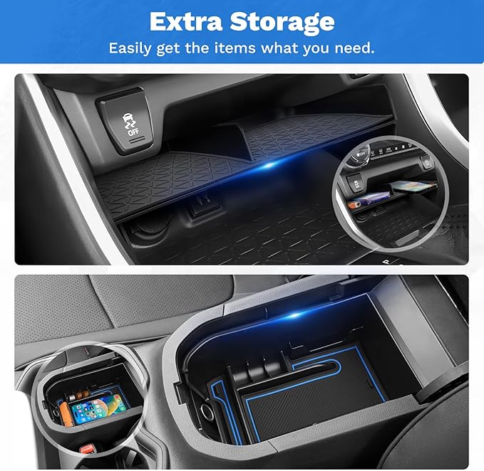 Powerty Center Console Organizer for 2019-2024 2025 Toyota RAV4 Interior Accessories Armrest Storage Box Gear Shift Storage Tray Secondary Box Insert Divider 2Pcs