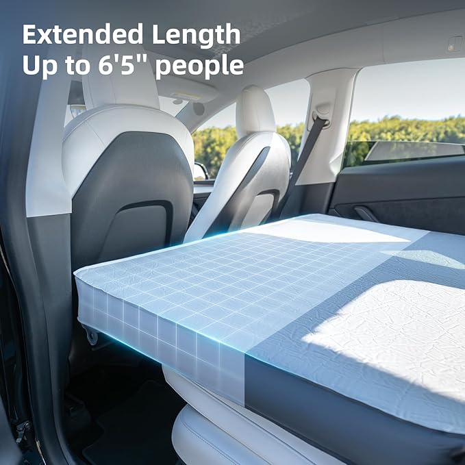4.5inch Foam Mattress for Tesla Model Y/Juniper / 3, Full Size Bed, Vacuum Compression, Roadtrip, Job Shifts, Nap, Camping, Cigarette Lighter Extend Cord and Eyemask Provided