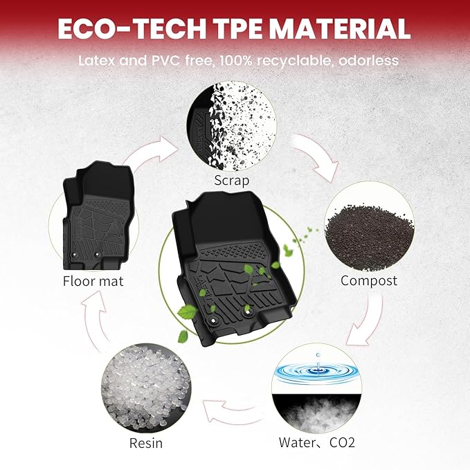 LASFIT Floor Mats for Nissan Frontier 2009-2021 King Cab (Not Fit Crew Cab), All Weather TPE Custom Fit Easy Clean Durable No-Curling Floor Liners for Frontier 1st & 2nd Row Car Mats, Black