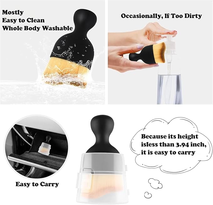 4 Pcs Car Interior Cleaning Tool,Car Interior Detailing Brush,Car Cleaning Brush Dust Collectors, Car Interior Cleaning Soft Brushes,Curved Design Dirt Dust Clean Brushes