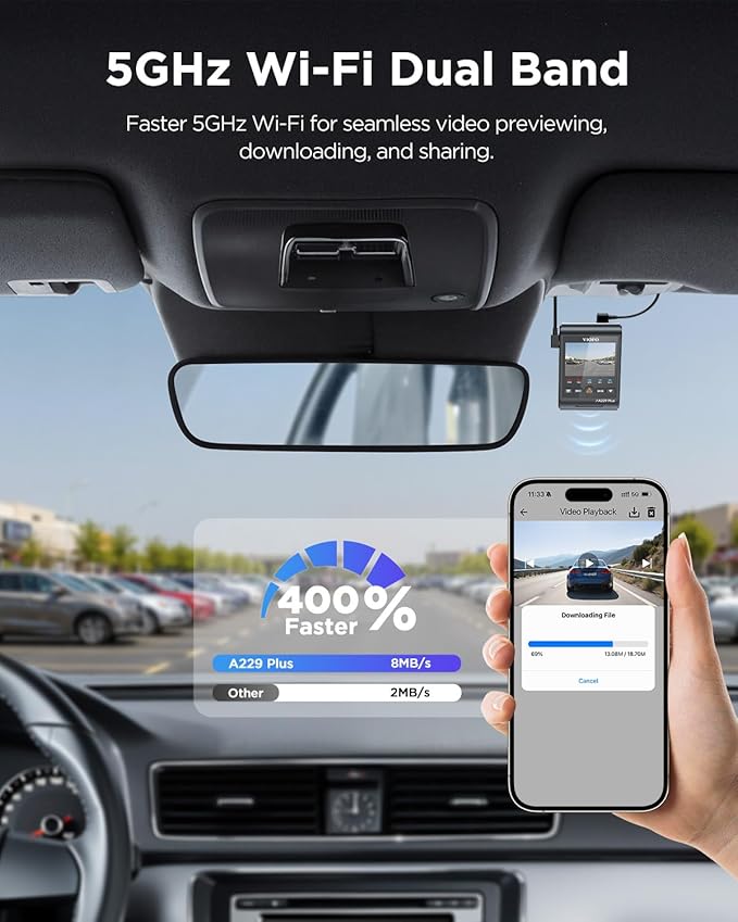 VIOFO A229 Plus Dash Cam Front and Rear, Dual STARVIS 2 Sensors, 2 Channel HDR, 1440P+1440P Voice Control Car Dash Camera, 5GHz Wi-Fi, Voice Control, Ultra-Precise GPS (SD Card Not Included)