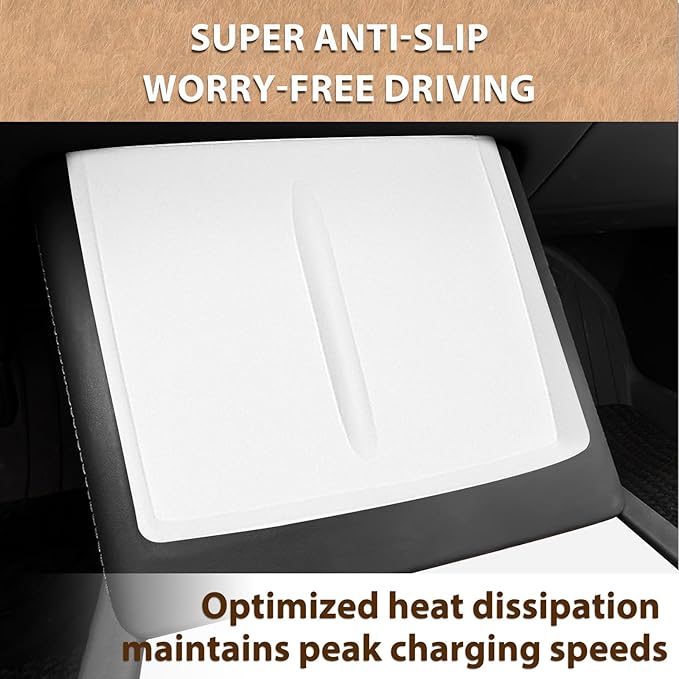 2026 Center Console Cover for Tesla Model Y Juniper 2025 & Model 3 Highland Accessories Set White Armrest Cover Wireless Charging Pad Center Console Pad 3 PCS (White)