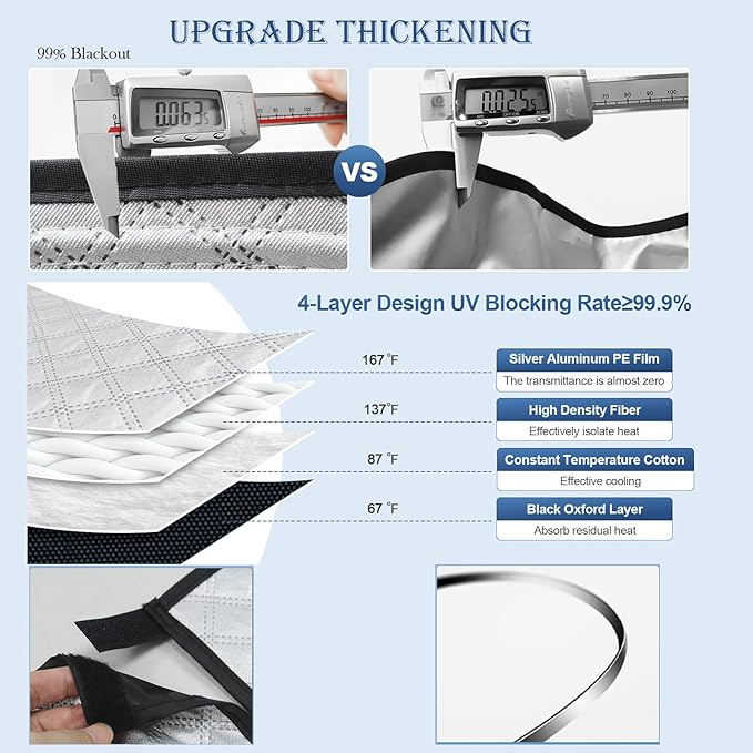 KMF 8pcs Thicken Sun Shades for Hyundai Tucson 2022-2025 Accessories, Full Car Window Covers for Windshield Side Rear, UV Block and Protect Privacy Blackout for Camping Outdoor