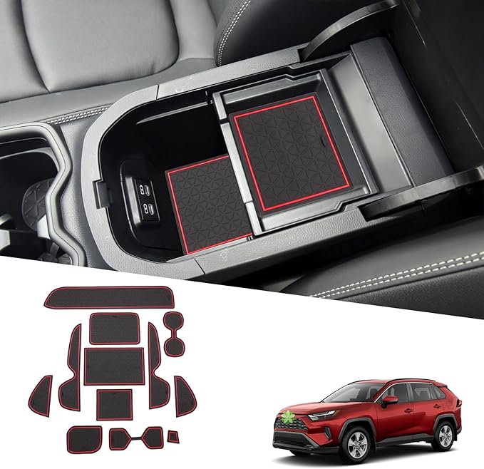 Ruiya 2025 RAV4 Door Slot Mats for 2025 Toyota RAV4 Accessories Center Console Liner Mats Compatible with 2019 2020 2021 2022 2023 2024 2025 Toyota RAV4 Hybrid/LE/XLE/Limited/XLE Premium(12PCS/Sets)