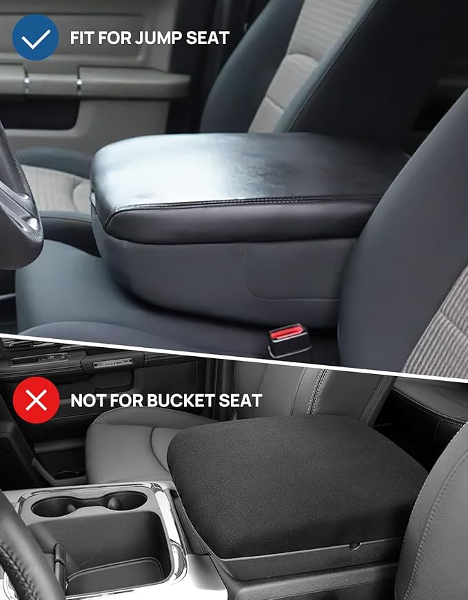 JOYTUTUS Center Console Cover Compatible with 2002-2012 Ram 1500 2500 3500 Jump Seat Console, Leather Arm Rest Armrest Cover for Car, Durable Middle Console Cover, Car Arm Rest Cover Replacement
