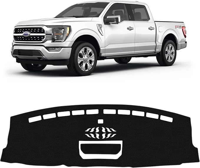 KUST Car Dash Cover for Ford F150 F-150 2021 2022 2023 2024 2025 2026 Polyester Dashboard Cover Non-Slip Center Console Dash Cover Dashboard Mat Sunshade No Glare Black
