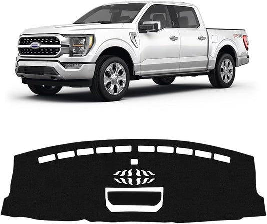 KUST Car Dash Cover for Ford F150 F-150 2021 2022 2023 2024 2025 2026 Polyester Dashboard Cover Non-Slip Center Console Dash Cover Dashboard Mat Sunshade No Glare Black