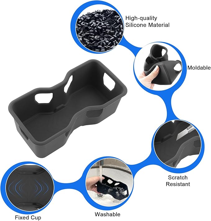 SXCY for 2025 Rivian R1S/R1T Cup Holder Insert 2022-2025 R1S/R1T Accessories Silicone Cup Holder Limiter for 2024 2025 R1S Second Row Cup Drink Holder Adapter Non-Slip Drink Stopper Drink Stabilizer