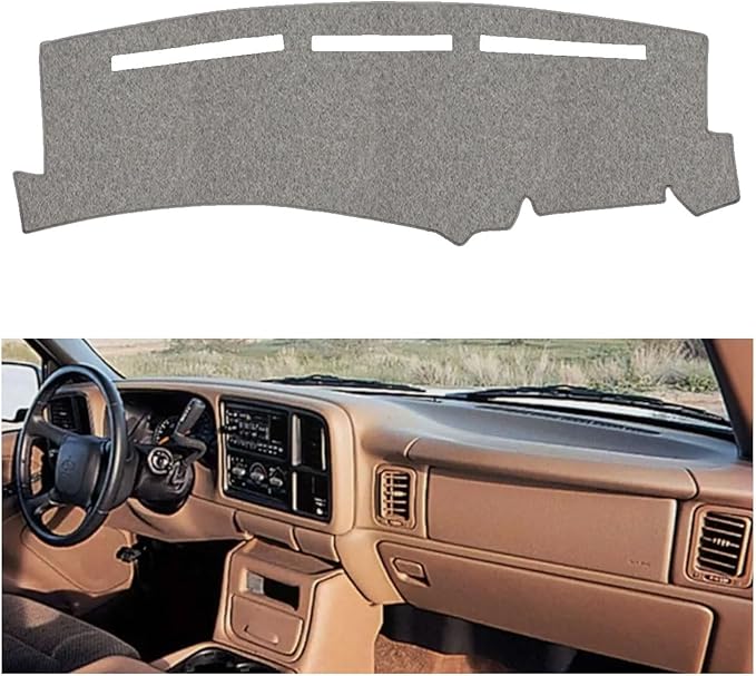 Iggee Custom Premium Carpet Dash Cover Compatible for 2000-2006 Chevy Silverado Made in The USA (Gray)