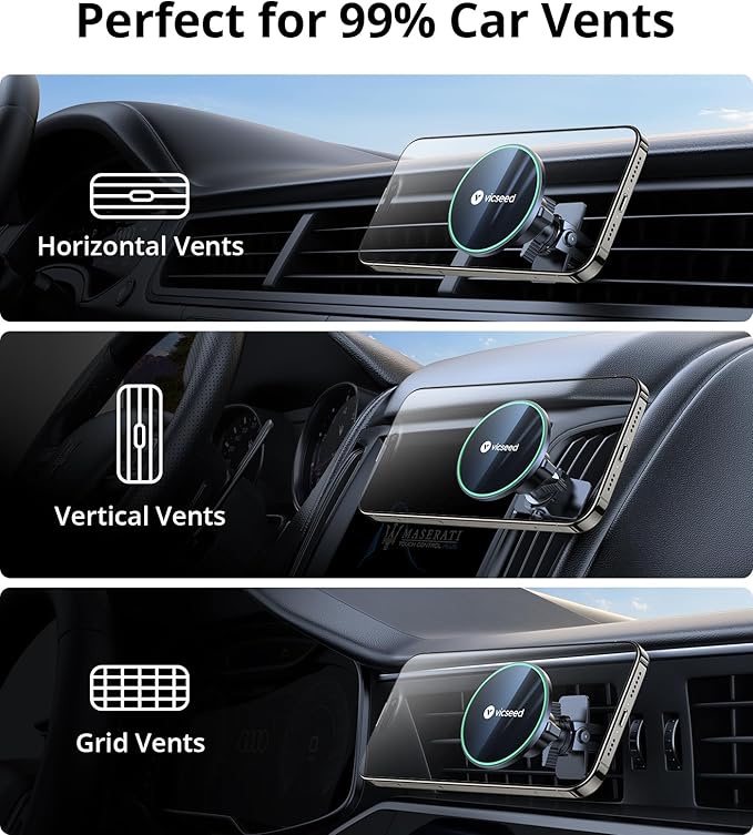 VICSEED for MagSafe Car Mount [Upgraded Strongest Magnet Power] Magnetic Phone Holder for Car Vent 360 Adjustable Magnetic Car Phone Holder Mount for iPhone 16 Pro Max 15 14 13 12 Plus Mini