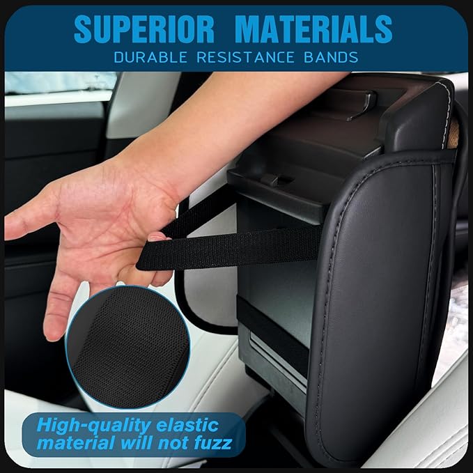 Upgraded Car Center Console Cover Microfiber Leather Armrest Cover Cushion with 2 Storage Bags&Universal Car Armrest Storage Box Universal Car Interior Accessory (2 Pockets, Black)