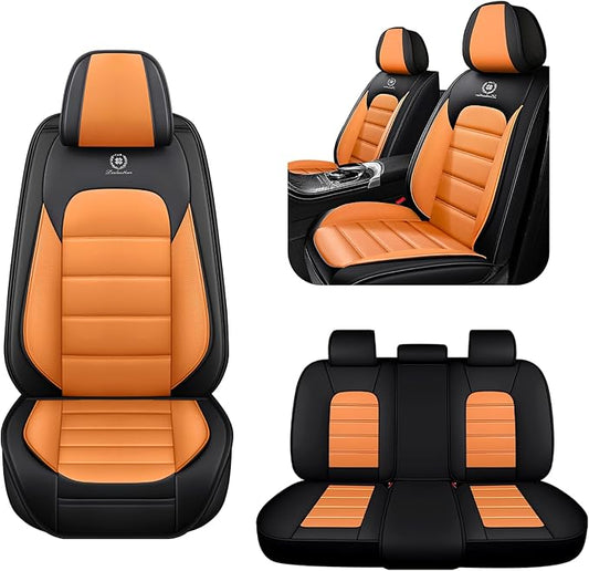 5 Seat Covers for Toyota RAV4 2000-2026 Breathable Car Seat Covers,Anti-Slip Waterproof Car Seat Protectors with Airbag,Automotive Vehicle Cushion with Storage Pockets (Standard,Orange)