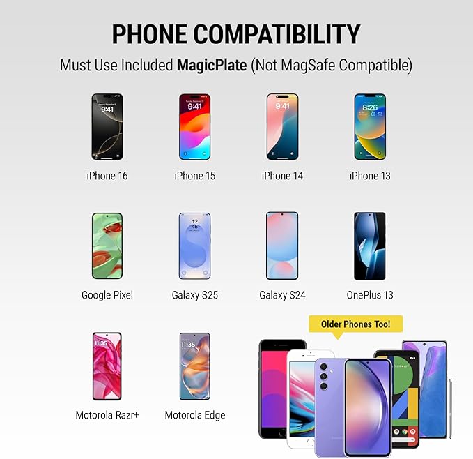 Scosche Magnetic Phone Mount for Car, USB Cigarette Lighter Adapter with Phone Holder, 12V Socket Plug-In, Adjustable Arm, Secure Magnet Grip, Built-In USB Charger for iPhone & Android Cell Phones