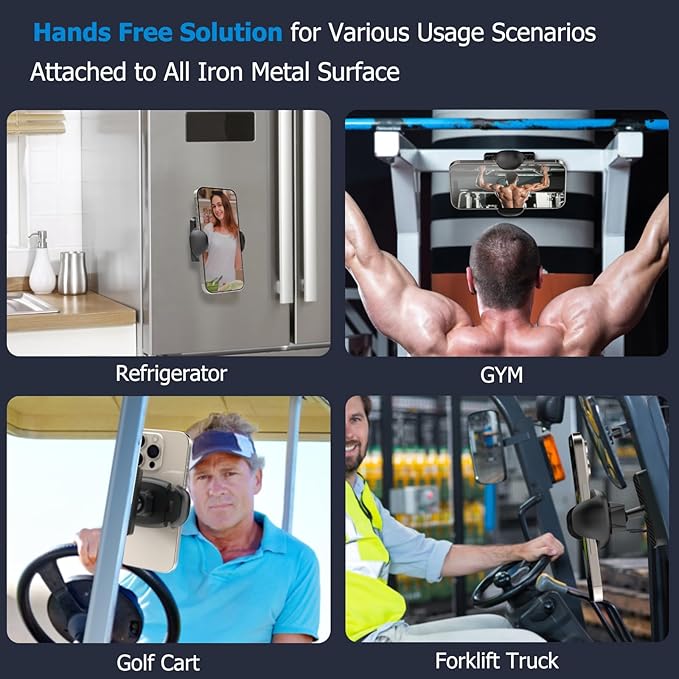 TONDA Magnetic Phone Holder for Gym, Adjustable Gym Phone Mount Holder,Super Magnets, 360 Adjustable Compatible with 4-7" Cell Phones, Gym Accessorie Essential Gifts for Men Women