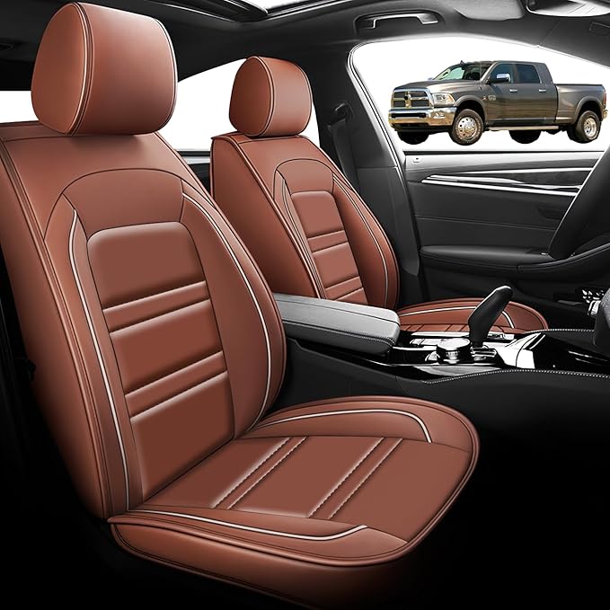 Seat Cover for Dodge ram 3500 2004-2011 | Car Seat Covers Front Seats, Waterproof Seat Protectors, Automotive Front Seat Covers (Front Seat, Coffee)