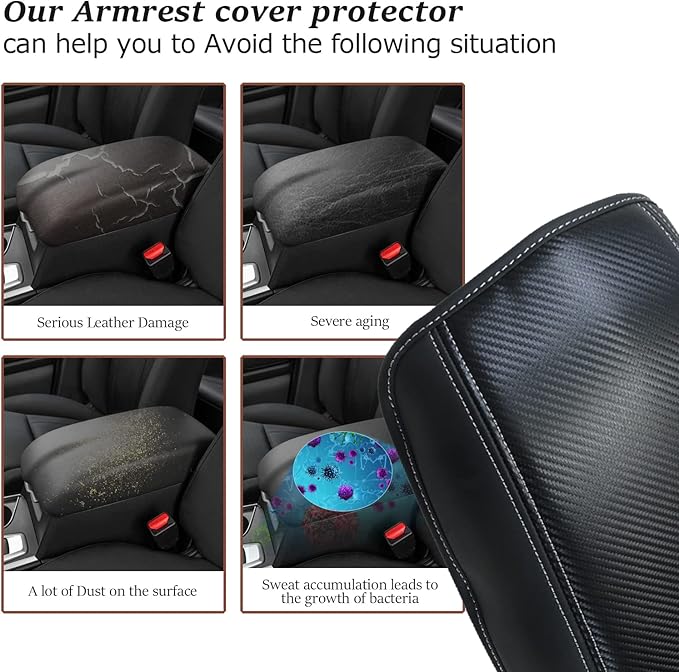 SKTU for 2019-2026 Subaru Ascent Armrest Cover 2023-2026 Ascent Center Console Cover 2023 2024 2025 2026 Ascent Accessories Armrest Pad 2023-2026 Ascent Center Console Soft Cushion (Black Line)