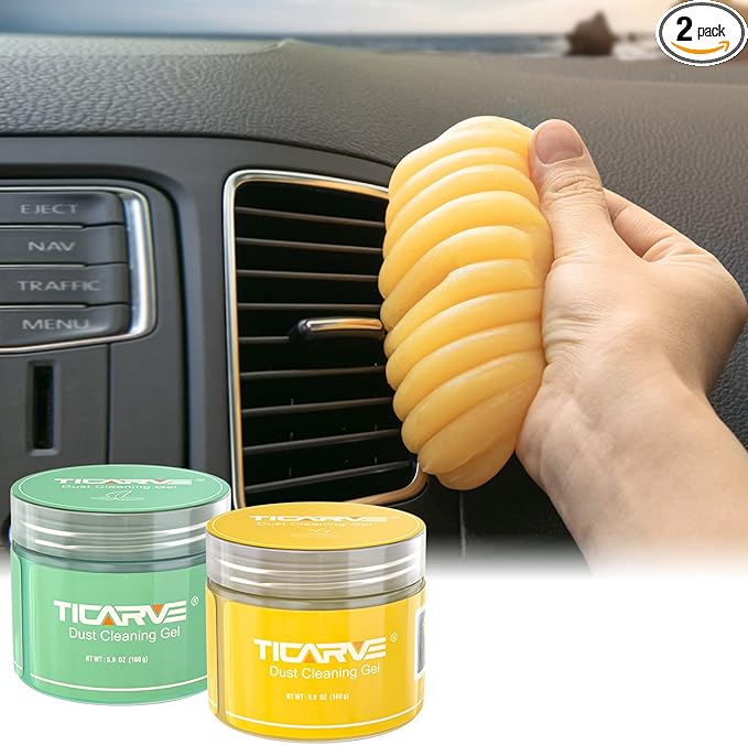 TICARVE 2Pack Cleaning Gel for Car Putty Car Slime Cleaning Car Putty Detail Car Interior Cleaner Automotive Cleaning Kits Keyboard Cleaner Yellow Green (320g/11.2oz)