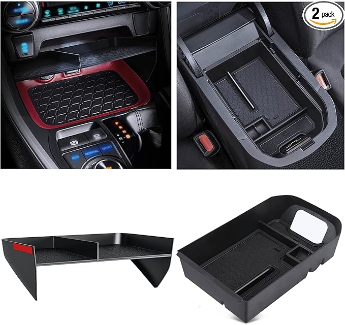 Upgraded Center Console Organizer Compatible with Toyota RAV4 2025 2024 2023 2022 2021 2020 2019 Interior Accessories, Gear Shift Storage Tray Secondary Box Insert Divider - 2pcs