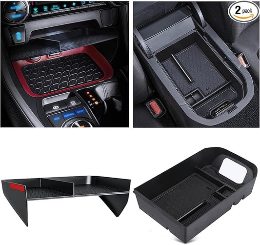 Upgraded Center Console Organizer Compatible with Toyota RAV4 2025 2024 2023 2022 2021 2020 2019 Interior Accessories, Gear Shift Storage Tray Secondary Box Insert Divider - 2pcs