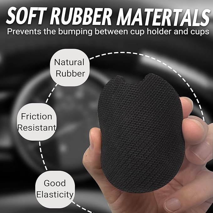 Topographic Anti-Slip Rubber Car Cup Mat with 2 Pack Cup Holder Coasters for Men & Women, Cute Interior Accessories