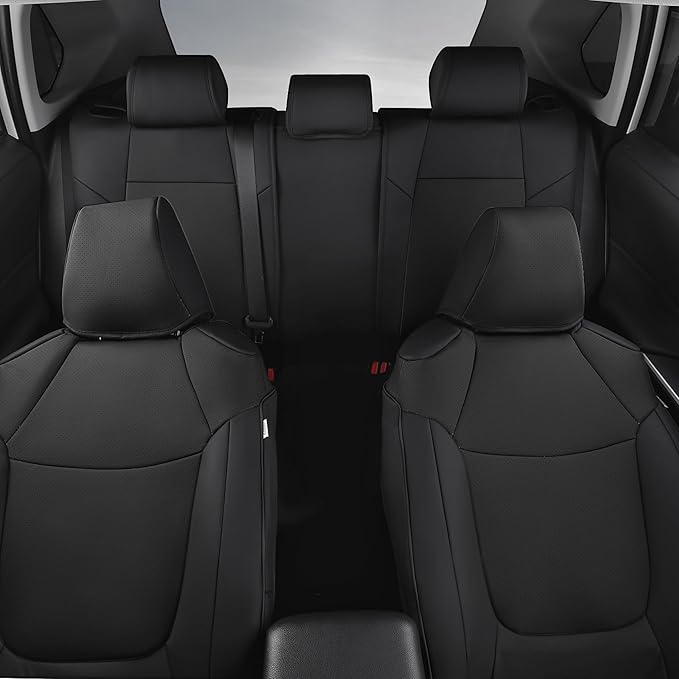 AOOG Leather Car Seat Covers Fit RAV4, Waterproof Faux Leather Seat Covers Custom Fit for Toyota RAV4 2019 2021 2022 2023 LE,XLE,XLE Premium, Limited (Full Set, Black)