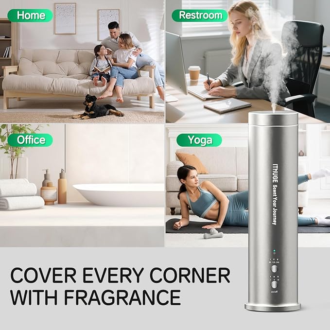 Waterless Essential Oil Diffuser for Large Room, 1200 Sq Ft Coverage with Bluetooth App & Remote Control with 100ml Empty Bottle, Cold Air Aromatherapy Machine for Home Office, Quiet Operation(M202S)