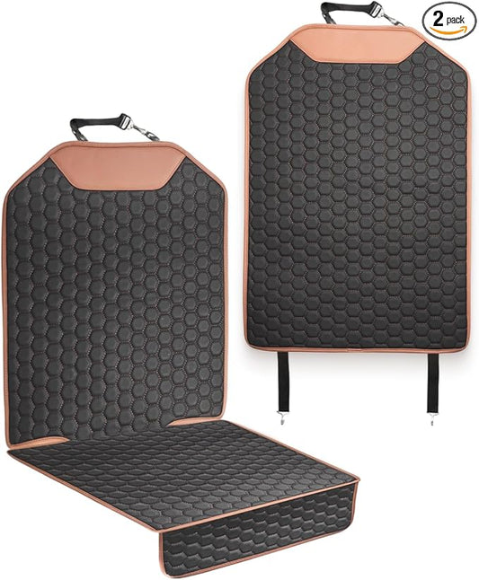 Owleys Set Car Seat Protector & Seat Back Protector Hexy One - Kick Mat Back Seat Protector Hexy - Waterproof & Non-Slip Car Seat Protector