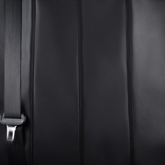 Flying Banner car seat Covers Protects Water Proof Faux Leather Carbon Fiber Front and Rear Bench (Black Black, Full Set - 9PCS)