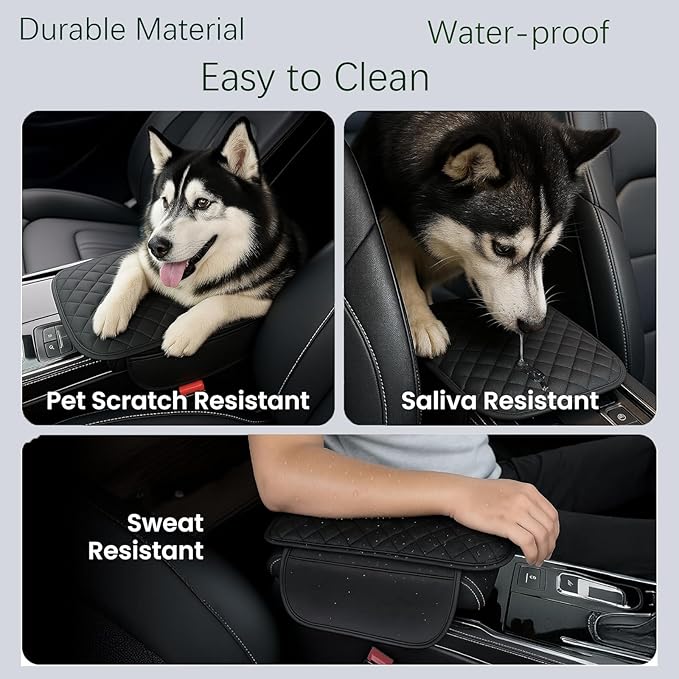 Upgraded Car Middle Center Console Cover with 2 Storage, Universal Microfiber Leather Car Armrest Cover Cushion for for Most Vehicles, Memory Foam Comfort Stylish Leather Scratch-Resistant, Thickened